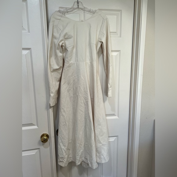 Made in Korea Cotton corduroy like Like Open Tie Back A‎ Line Dress. Size Small - Picture 4 of 13